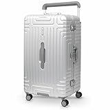 Aerolite Large Premium Hybrid Check in Checked Hold Travel Luggage Suitcase Trunk with 4 + 1 Silent Wheels, Aluminium & Polycarbonate Hard Shell, Waterproof Pocket, Divider Panels & TSA Lock, Silver