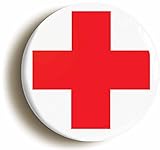 RED CROSS HOSPITAL DOCTOR NURSE FANCY DRESS BUTTON BADGE (1inch / 25mm diameter)