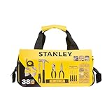 STANLEY 38-Piece Mixed Tool Set with Storage Bag - Includes Hammer, Pliers, Screwdrivers, Allen Keys, Measuring Tape, Level & Hardware – Durable, Portable, Reliable Performance - STMT0-74101