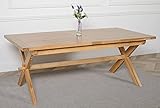 Oak Furniture King Vermont 200-240cm Large Oak Extending Dining Table for 6-8 People | Refectory Style Cross Leg Dining Table Extendable