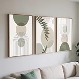 PWAAHDC Sage Green Wall Art - Set of 3 Boho Pictures for Bedroom Decor, Canvas Prints posters (Unframed, 30 x 40 cm)
