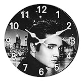 Elvis Presley Retro Music Legend Portrait Glass Clock (30cm Diameter)