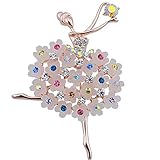 Belons Women Brooch Ballerina Dancing Girl Brooch Rhinestone Pin Wedding Banquet Bridal Broach for Ladies Girls