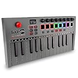 RockJam 25-Key Rechargeable USB MIDI Keyboard Controller – Mini Piano Keyboard with Velocity-Sensitive Pads, Synth Controller, Bluetooth/Wired MIDI, Arpeggiator, DAW Compatible