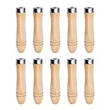 Gelishan 10Pcs Safety Wooden File Handle for Replacement Durable File Cutting Handle Craft with Strong Metal Collars File Handle for Woodworking Carpenter Tool Maintenance