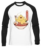 Fat Chocobo Ramen Chicken White Baseball T-Shirt Men Women Unisex Long Sleeve Round Neck White Mens Womens, white us, M