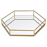 Hexagon Mirror Tray Serving Platter (Medium 30cm x 26cm x 5cm)