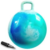 AMFUN Space Hopper,18 Inches Hopper Ball for Kids Age 3-12,Jumping Ball with Handle,Inflatable Hopper Ball with Pump for Boys Girls Age 3 and up Outdoor Garden Game (Blue Green)