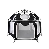 2-in-1 Pop-up Baby Playpen 150x110cm with UPF50+UV Canopy - Foldable & Portable Playpen for Baby and Toddlers | Outdoor Infants Safety Safety Activity Centre Sturdy Mesh Travel Playpen for Beach, Home