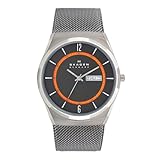 Skagen Watch for Men Melbye Titanium, Three Hand Day-Date Movement, 40 mm Charcoal Titanium Case with a Stainless Steel Mesh Strap, SKW6007