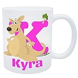 K for Kyra, K for Kangaroo Themed Girls Personalised Plastic Unbreakable Kids Cup/Mug, Baby/Toddler Cup