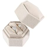 JJiaoLinin Velvet Wedding Ring Box, 2 Slot Ring Box, Elegant Jewellery Boxes with Removable Lid, for Wedding, Proposal, Valentine's Day, Shopping Mall Counter, Jewellery Display (Beige)