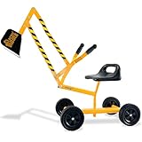 Stargo Kids Excavator Toy Sand Digger on Wheels with Hat, Steel Sandbox Digger Toys for Boys, Sand Toys Ride On Excavator, Beach Toys