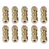GEARCELL 10 Pcs Brake Pipe Connector Kit, Brake Pipe Fittings, 3/16" Brake Pipe Kit, 4.75mm Self-Locking Straight Brass Brake Line Compression Fitting, Car Brake Line Kit for Dia Tube Fittings