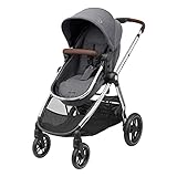 Maxi-Cosi Zelia 3 Luxe 2-in-1 Prams Travel System, 0 - 4 Years, up to 22 kg, Baby Stroller, Reclinable, Reversible Pushchair Seat & Pram Body, One-Hand Fold, XXL Shopping Basket, Twillic Grey