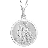 Alexander Castle Reversible 925 Sterling Silver St Christopher Pendant Necklace - 18mm with 18" Sterling Silver Chain & Jewellery Gift Box