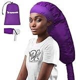 TEPENAR Bonnet Hair Dryer Attachment: Upgraded Extra Large Adjustable Soft Hooded Dryer Caps - Easy to Use for Natural Curly Textured Hair Care Styling Fast Drying - Purple