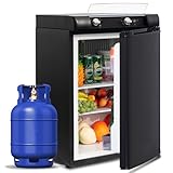 SMETA Gas Camping Fridge, 3 Way 60L, 12V/240V/Gas, Quiet, Reversible Door, Black
