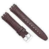 diloy Leather watch strap compatible with Swatch Irony and Scuba Crocodile Alligator Engraved Leather 21-23mm Ref 328 Dark Brown 23mm