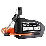 ZELENY Alarm Disc Lock Motorbike Lock, Disc Brake Lock 110dB 7mm Pin, Accessories with Reminder Cable and Carry Pouch, High Security Disc Brake Lock for Motorbike Bike Moped (Black)