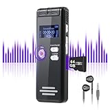 ZIPCIDE 64GB Digital Voice Activated Recorder - 3072Kpbs HD Dual MIC Dictaphone with Noise Reduction, 4800 Hours Audio Recording for Interviews/Classes/Meetings