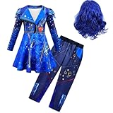 Tangsenyu Descendants Evie Costume for Kids Zipper Jacket and Pants Halloween Dress Up With Wig