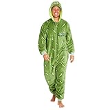 RICK AND MORTY Adult Onesie for Men Teenagers - Hooded Fluffy Fleece Onesies For Men S-2XL Lounge Wear - Gifts for Men (L, Green)