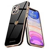 Teageo for iPhone 11 Case Cute Heart Pattern for Women Girls Slim Luxury Bling Plating Soft TPU Anti-Scratch Shockproof Bumper Phone Case for iPhone 11, Black