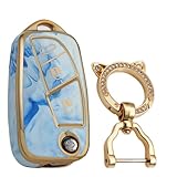 KUNIO Key Fob Cover fit for Fiat 500 Panda Stilo Ducato Grande Punto Lancia Ypsilon Brava Iveco Minibus Key Cover TPU Key fob cover Flip Key Cover Case Key Chain B Blue