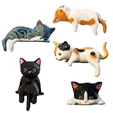 Cat Ornaments, 5Pcs Cute Cat Figurines for Home and Car Decor, Resin Cat Figures with Detailed Design, for Cat Lovers