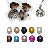 Lotus 10PCs Natural Oyster Pearl Necklace Making Kit with DIY Locket, Cultured Pearl Set - Surprise Gift for Wife, Girlfriend, Mother (7-8mm)