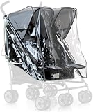 Hauck Universal Raincover for Double Pushchairs, Water Resistant and Durable, Compatible with Turbo Duo and Roadster Duo Transparent
