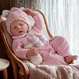 JIZHI Reborn-Baby Dolls 17 Inch Reborn Dolls Realistic Newborn Baby Dolls Softness Body Poseable Full vin-yl Body Girl Like a Lifelike Baby with Feeding Kit Gift Box for Kids,Pink A