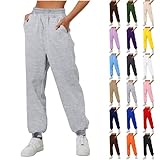 Sweatpants Womens Straight Leg Sport Joggers Solid color Regular Fit Baggy Trousers with Cuffed Ankles Simple Comfortable Athletic Wear High Waist Sports Trousers Tracksuit Bottoms With (Dark Gray, M)