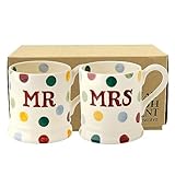 Emma Bridgewater Mr & Mrs Mug Set of 2, Large 1/2 Pint Stoneware Ceramic Coffee Mugs - Wedding, Engagement Gift Ideas for Couples