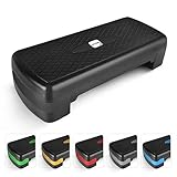 Exercise Steps – Fitness Stepper for Home & Gym, Suited for Aerobics, Cardio, Weights, Yoga, DVD Workout – Adjustable 3 Level Heights (10,15,20cm) – Equipment Accessory Set for Fitness Routines(Black)