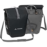 VAUDE Rear Pannier Bike Bag - Set of 2 - PVC-Free Tarpaulin Bike Panniers - Waterproof Pannier Bags with a 48 Litre Total Storage Volume - Black