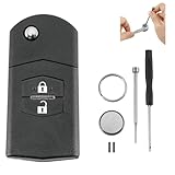2 Button Car Key Shell for Mazda 2 3 5 6 RX-8 MX-5 + Pin Removal Tool + Screwdriver + Key Ring + CR1620 Battery