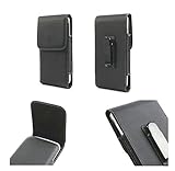 DFV mobile - Leather flip belt clip metal case holster vertical for NEC Medias W - Black