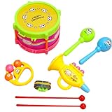 Hojalis Baby Musical Instruments Set, 8 Pcs Kids Drum Kit, Baby Drum Set, Toddler Musical Instruments, Sensory Percussion Instruments, Educational Musical Toy for Baby Boys Girls(Random Color)