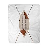 Topyee 150x200 cm Throw Blanket Warrior African Shield and Spears Zulu Masai Tribal Africa Warm Cozy Print Flannel Home Decor Comfortable Blanket for Couch Sofa Bed