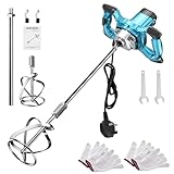 Portable Concrete Mixer Machine 3100W Electric Cement Mortar Mixer Handheld Paddle Mixer Grout Plaster Mixer, Adjustable 6 Speed, M14 Stirring Mount, 2M Power Cable, Drill Mixer Stirring Tool
