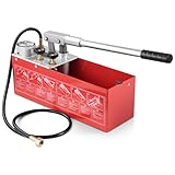 VEVOR Hydrostatic Test Pump, Max 25 bar/362 PSI, Dual Valve Hydraulic Manual Water Pressure Tester Kit with Gauge 2.8 Gal Water Tank, 4.6 ft Hose with 1/2 inch External Thread Connector for Pipeline