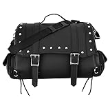 Lima-Moto Motorcycle Leather Trunk Saddlebag Motorbike Equipment Storage Organizer Pannier Waterproof Tail Bag or Rear Seat Both Sides Tools Box Touring Bag