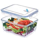 NUTRIUPS 3.3L Large Glass Food Storage Containers with Lids, Rectangular Food Storage Set, BPA Free for Meal Prep, Travel, Freezer, Oven