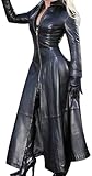 SKYWPOJU Women's PVC Leather Trench Coat Jacket with Zipper Sexy Dress Body Clubwear Long PVC Coat (Color : Black, Size : S)