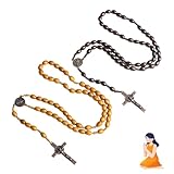 JYNARIX 2 PCS Catholic Rosary with Prayer Beads, Cross Necklace for Men and Women, Durable Crucifix for Christians, Communion, Baptism, Mass, Bible