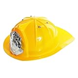Adults Yellow Firefighter Helmet - Yellow Plastic Helmet, Silver 'fire Rescue' Badge on the Front - Perfect for Stag or Hen Do, Firefighter Fancy Dress or Other Fancy Dress Events - Pack of 1