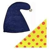jokeshop Noddy Hat With Bell & Scarf Gnome TV Character Fancy Dress Costume Set Cartoon