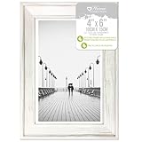 Design Group White Solitaire Shabby Chic Distressed Wood Styrene Photo Frames 4x6